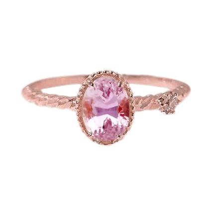 Bellissimo anello nuziale ovale con kunzite rosa e diamanti. oro rosa da 13.15 ct - harrychadent.it