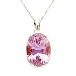 Big 36 carati ovale rosa Kunzite collana ciondolo gioielli in oro bianco