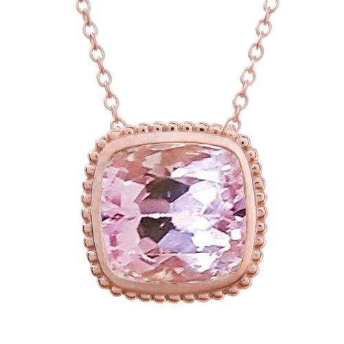 Big Pink Kunzite Lunetta Set 35.00 Ct Collana con ciondolo Oro rosa 14K - harrychadent.it