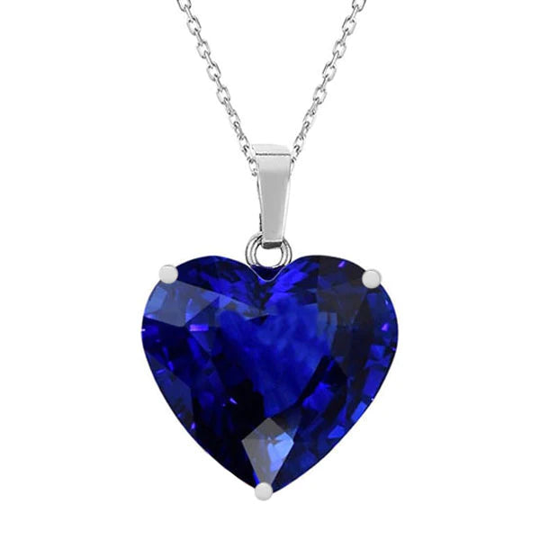 Blue Sapphire Solitaire Heart Pendant Slide 14K Gold 4 Carats Jewelry - harrychadent.it