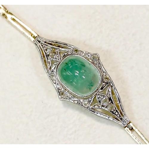 Bracciale in giada con castone rotondo con diamanti incastonati 6.50 carati in oro bicolore 14K - harrychadent.it