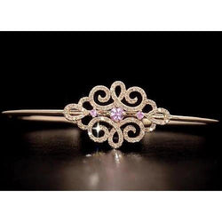 Bracciale Donna Diamante Zaffiro Rosa 5 Carati Oro Giallo 14K