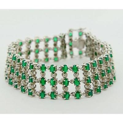 Bracciale Tappeto Diamante Colombiano Verde Smeraldo 48.35 Carati - harrychadent.it