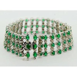 Bracciale Tappeto Diamante Colombiano Verde Smeraldo 48.35 Carati