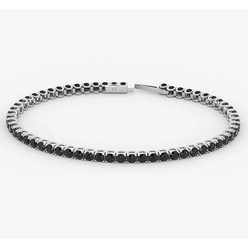 Bracciale Tennis Diamante Nero 5.90 Carati Oro Bianco 14K Gioielli - harrychadent.it