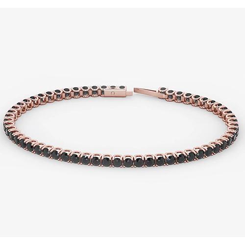 Bracciale Tennis Diamante Nero 5.90 Carati Oro Rosa 14K Gioielli Novità - harrychadent.it