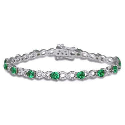 Bracciale Tennis Smeraldo Verde Pera 6.75 Carati Oro Bianco 14K
