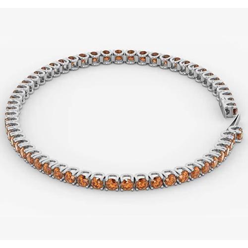 Bracciale Tennis Zaffiro Arancio Donna 5.90 Carati Oro Bianco 14K Nuovo - harrychadent.it