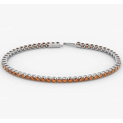 Bracciale Tennis Zaffiro Arancio Donna 5.90 Carati Oro Bianco 14K Nuovo