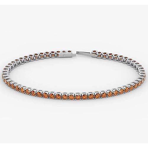 Bracciale Tennis Zaffiro Arancio Donna 5.90 Carati Oro Bianco 14K Nuovo - harrychadent.it