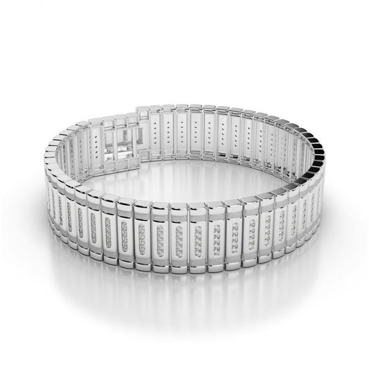 Bracciale Uomo 10 Carati Brillanti Piccoli Diamanti Oro Bianco 14K - harrychadent.it