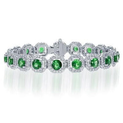 Bracciale con smeraldo verde a forma rotonda da 13 ct con diamanti