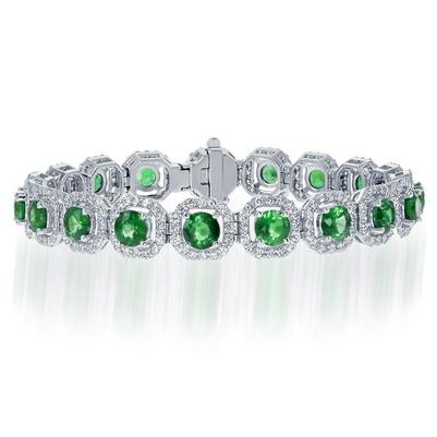Bracciale con smeraldo verde a forma rotonda da 13 ct con diamanti - harrychadent.it