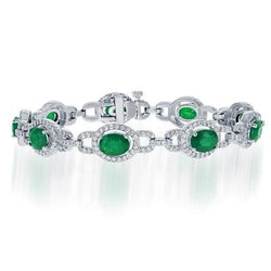 Bracciale con smeraldo verde taglio ovale da 15 ct con diamanti
