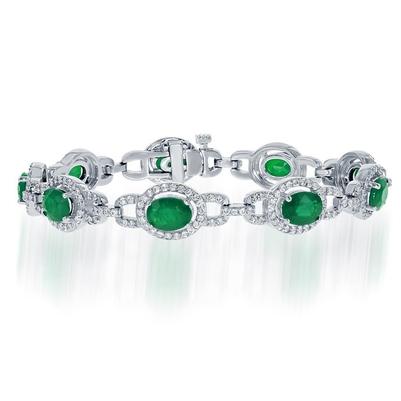 Bracciale con smeraldo verde taglio ovale da 15 ct con diamanti - harrychadent.it
