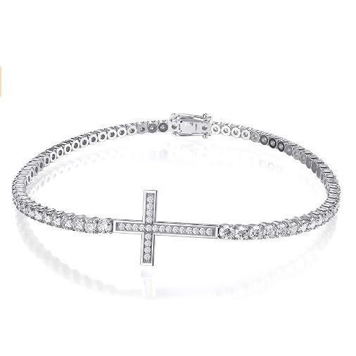 Bracciale da donna con croce da tennis con diamanti. gioielli in oro bianco 7 carati - harrychadent.it
