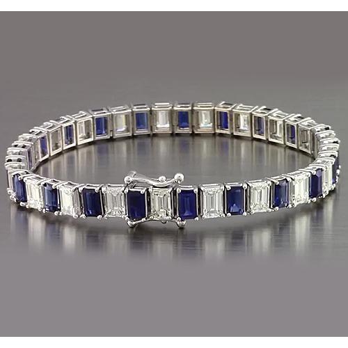 Bracciale da tennis taglio smeraldo zaffiro blu 12 carati gioielli Novità - harrychadent.it