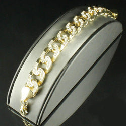 Bracciale da uomo in oro giallo massiccio 14 carati con diamanti taglio rotondo 3.50 carati