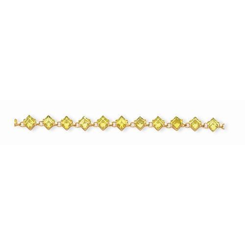 Bracciale in oro giallo a forma di diamante con zaffiri gialli fantasia 18 carati - harrychadent.it