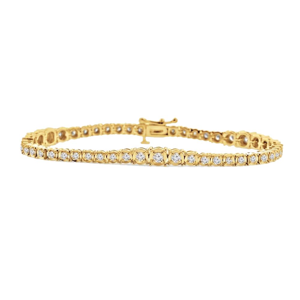 Bracciale in oro giallo con piccoli diamanti a taglio rotondo da 3 carati con incastonatura a griffe - harrychadent.it