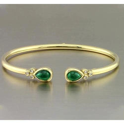 Bracciale in oro giallo con pietre preziose verde smeraldo 2.30 carati Gioielli da donna Novità