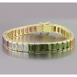 Bracciale multicolor zaffiro smeraldo gioielli in oro giallo 40 carati