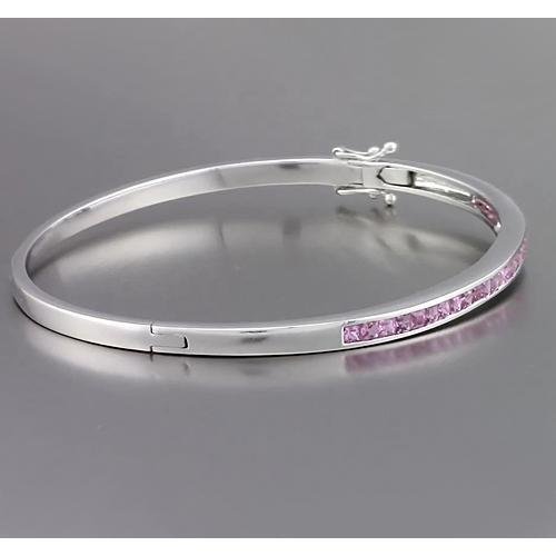 Bracciale rigido con zaffiro rosa 5 carati Gioielli da donna in oro bianco - harrychadent.it