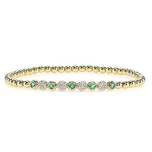 Bracciale tennis con diamanti e smeraldi verdi 3.70 carati in oro giallo 14K - harrychadent.it