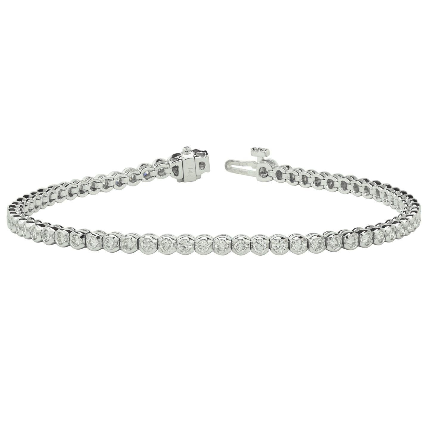 Bracciale tennis con diamanti rotondi da 4,50 carati con mezza lunetta WG 14K - harrychadent.it