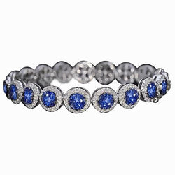 Bracciale tennis diamante 33.25 carati gioielli zaffiro blu Ceylon
