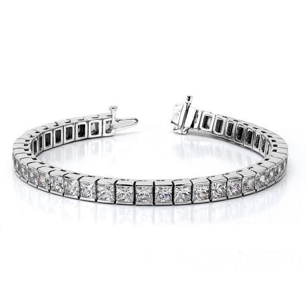 Bracciale tennis in oro bianco 14 carati con diamanti taglio principessa 21 carati - harrychadent.it
