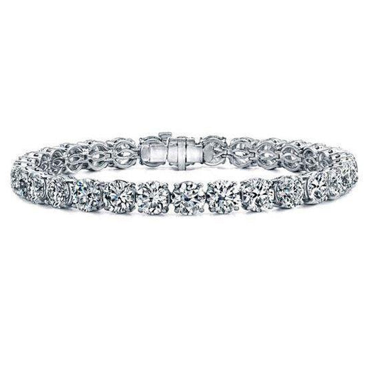 Bracciale tennis in oro bianco massiccio con diamanti taglio brillante rotondo da 14.40 ct - harrychadent.it