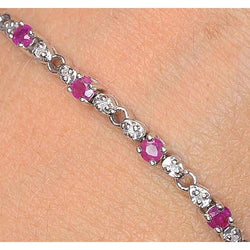 Bracciale tennis rosa zaffiro diamante 9 carati gioielli donna Novità