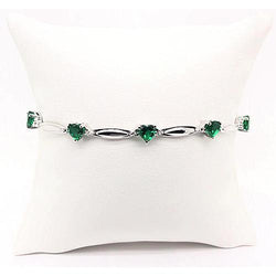Braccialetto di diamanti a forma di cuore di smeraldo verde. gioielli da 9.54 carati
