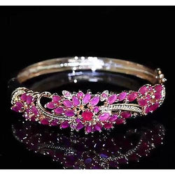 Braccialetto di diamanti rosa zaffiro 14 carati donne gioielli in oro rosa 14K