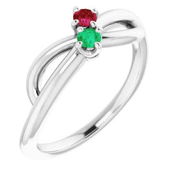 Burma Ruby 0.30 carati verde smeraldo Infinity Twist Gemstone Ring