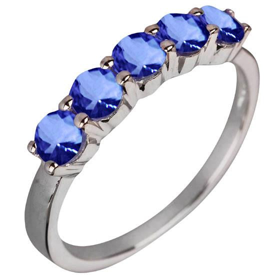 Cinque pietre rotonde tanzanite gemma 2.50 carati anello gioielli band - harrychadent.it