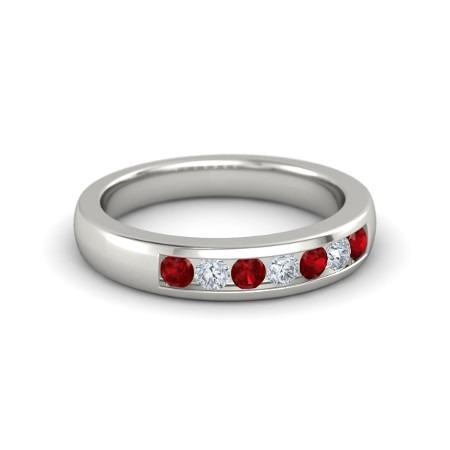 Cinturino Comfort Fit Rubino Diamante 2,50 carati Oro bianco 14K