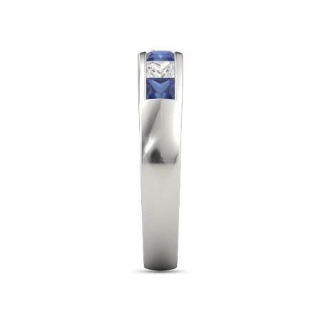 Cinturino con zaffiro blu principessa diamante 2.50 carati oro bianco 14K - harrychadent.it