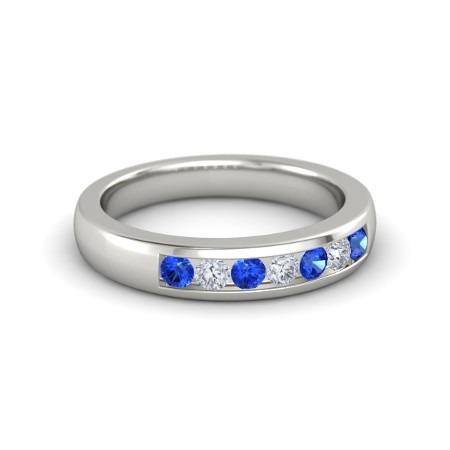 Cinturino con zaffiro blu rotondo con diamanti. oro bianco 2.50 carati 14K - harrychadent.it