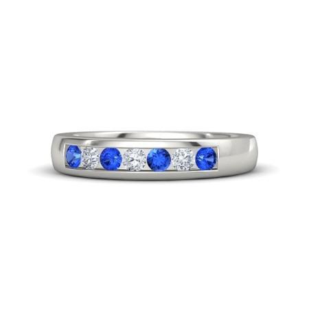 Cinturino con zaffiro blu rotondo con diamanti. oro bianco 2.50 carati 14K - harrychadent.it