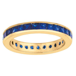 Cinturino per l'eternità in oro massiccio 14 carati con zaffiro blu principessa da 2.80 carati