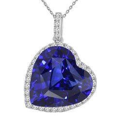 Ciondolo Halo Heat con zaffiro blu scuro e diamanti rotondi 9 carati