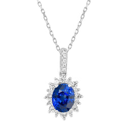 Ciondolo Halo Pietra preziosa ovale e diamante rotondo stile stella 3,50 carati