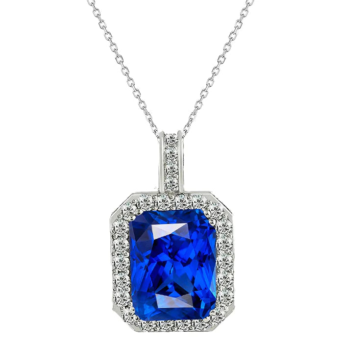 Ciondolo Halo Radiant Light Blue Sapphire & Diamond Oro 4,75 carati - harrychadent.it