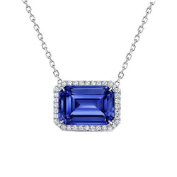 Ciondolo Halo Smeraldo Ceylon Zaffiro & Diamante Rotondo 3,25 Carati
