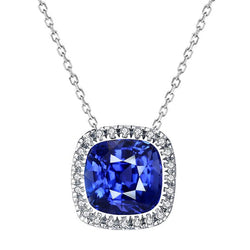 Ciondolo Halo con pietre preziose e collana con diamanti tondi Oro 14K 5,25 carati