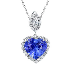 Ciondolo Halo zaffiro azzurro e diamante con catena 4,25 carati