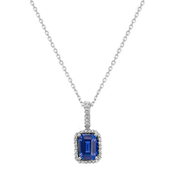 Ciondolo Lady's Halo con smeraldo, zaffiro di Ceylon e diamante 1,75 carati