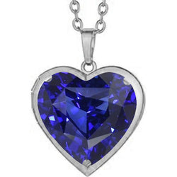 Ciondolo Lunetta Solitario Cuore Collana Zaffiro Ceylon 6 Carati
